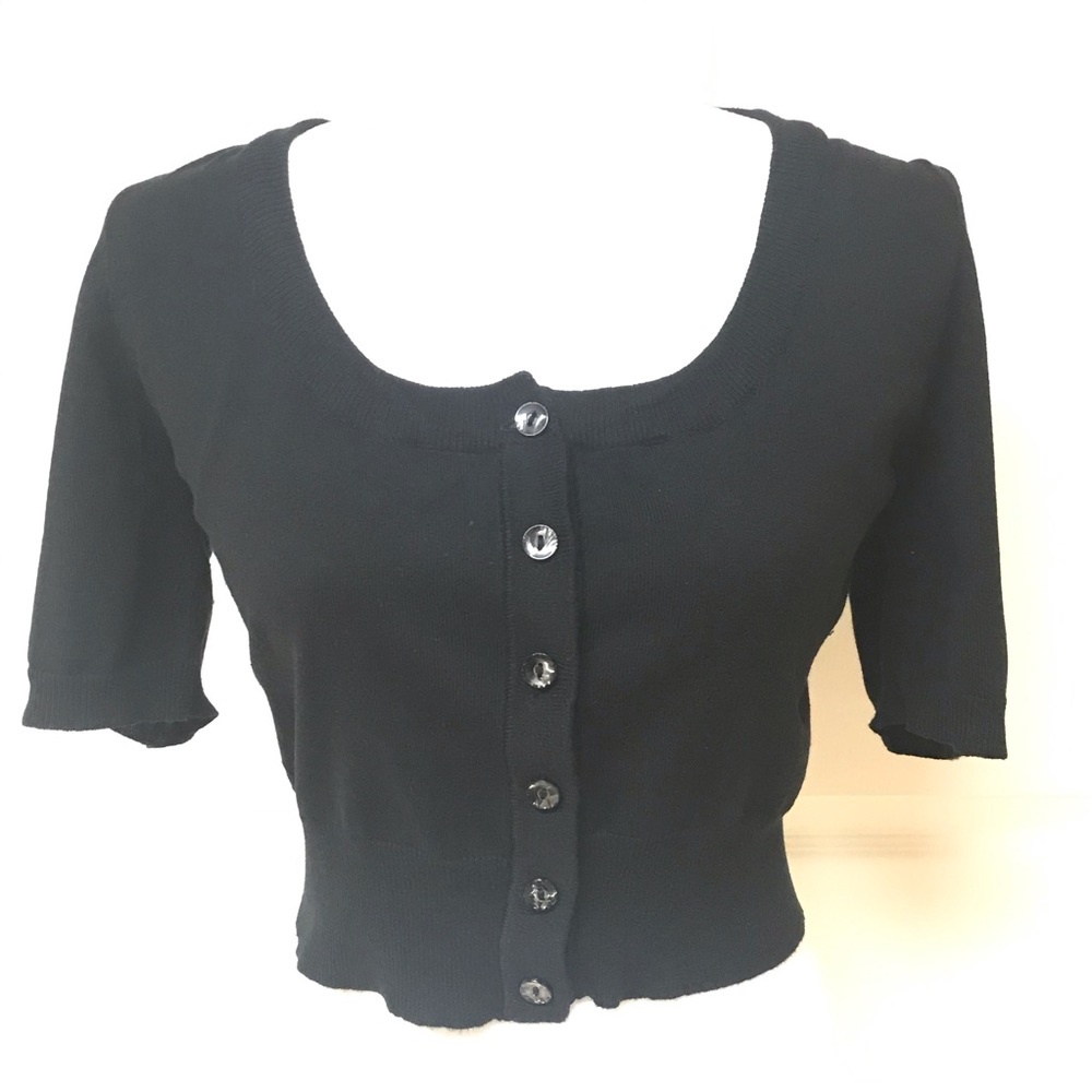 😎 Style & Co. Black 6-Button Front Knit Shrug